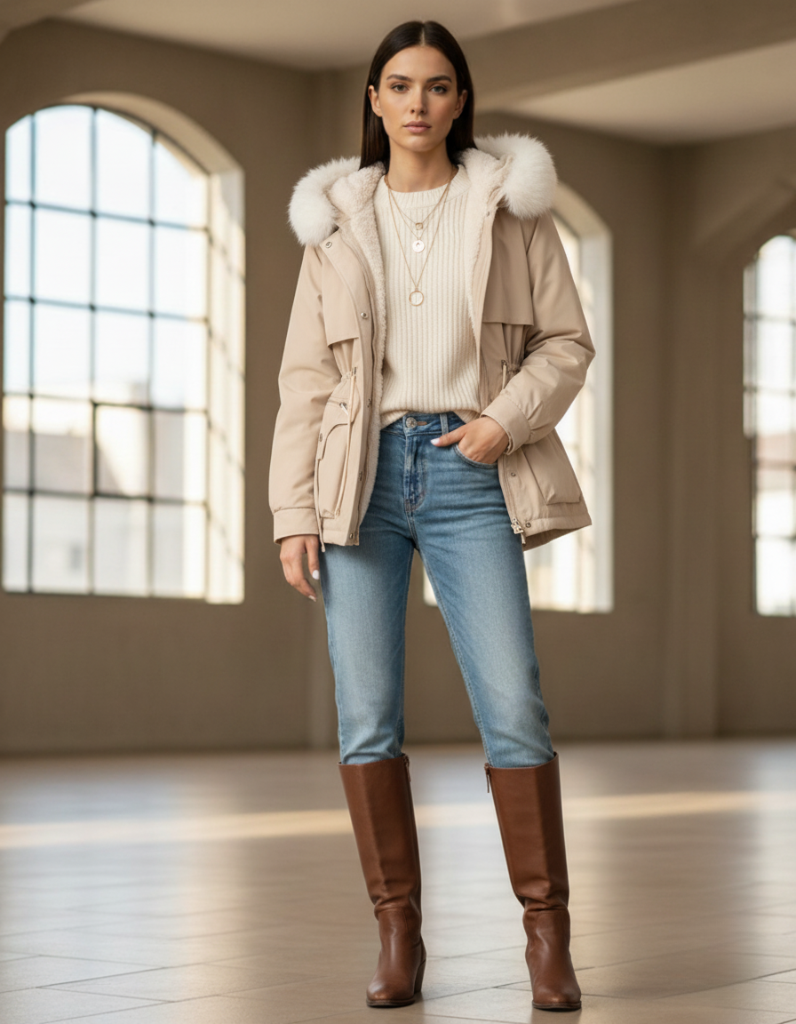 Klementyna™ | Płaszcz z Imitacji Futra o Klasycznym Kroju