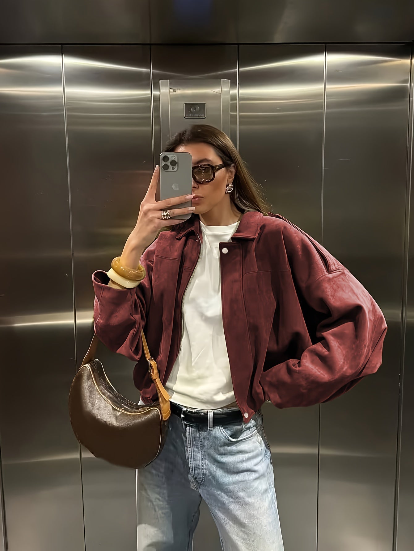 Ariel | Miękka Retro Kurtka Z Sztucznego Zamszu